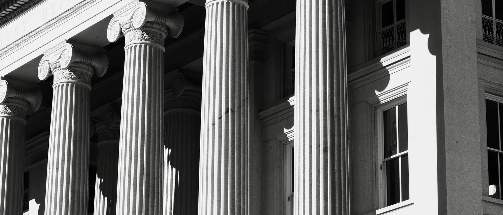 A grand civic building with tall columns