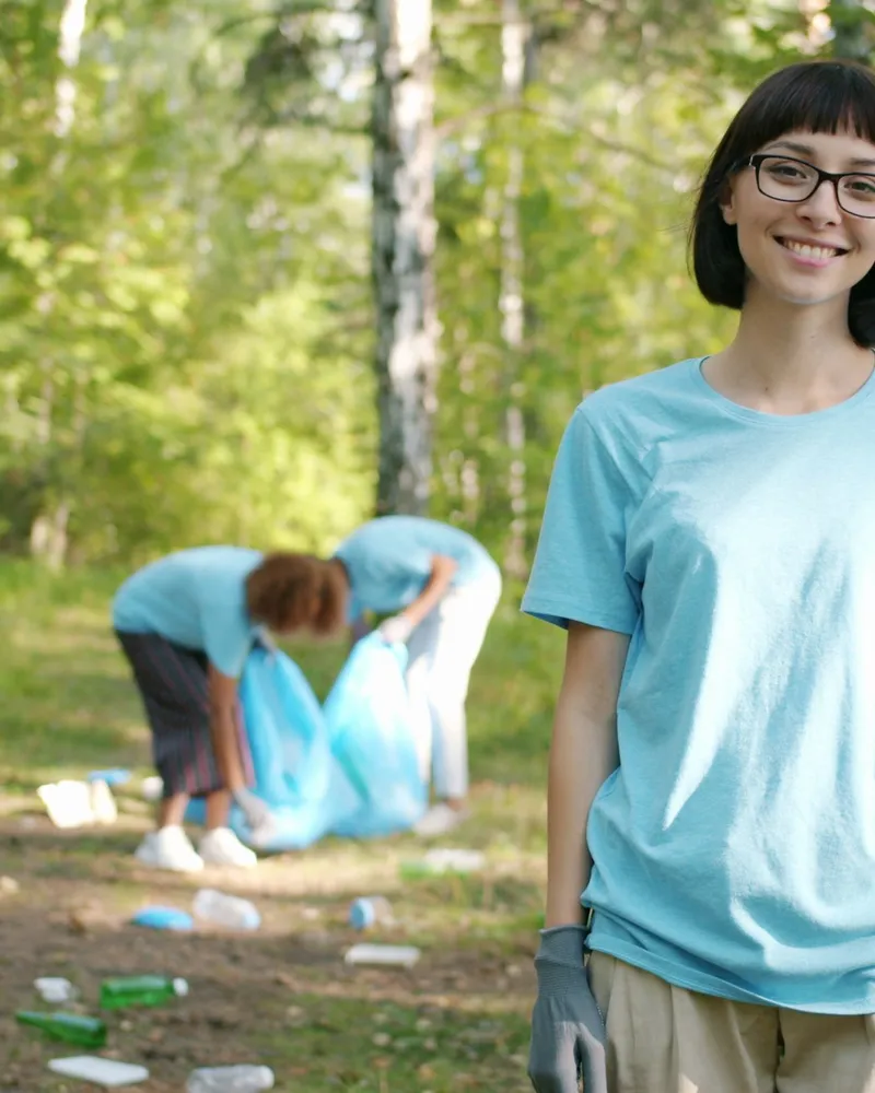 Volunteers working together outdoors